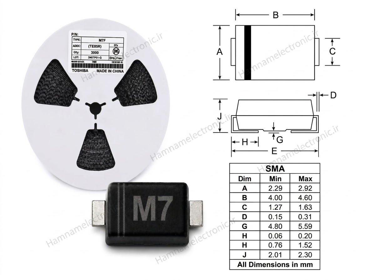 دیود M7 یا SMD1 N4007