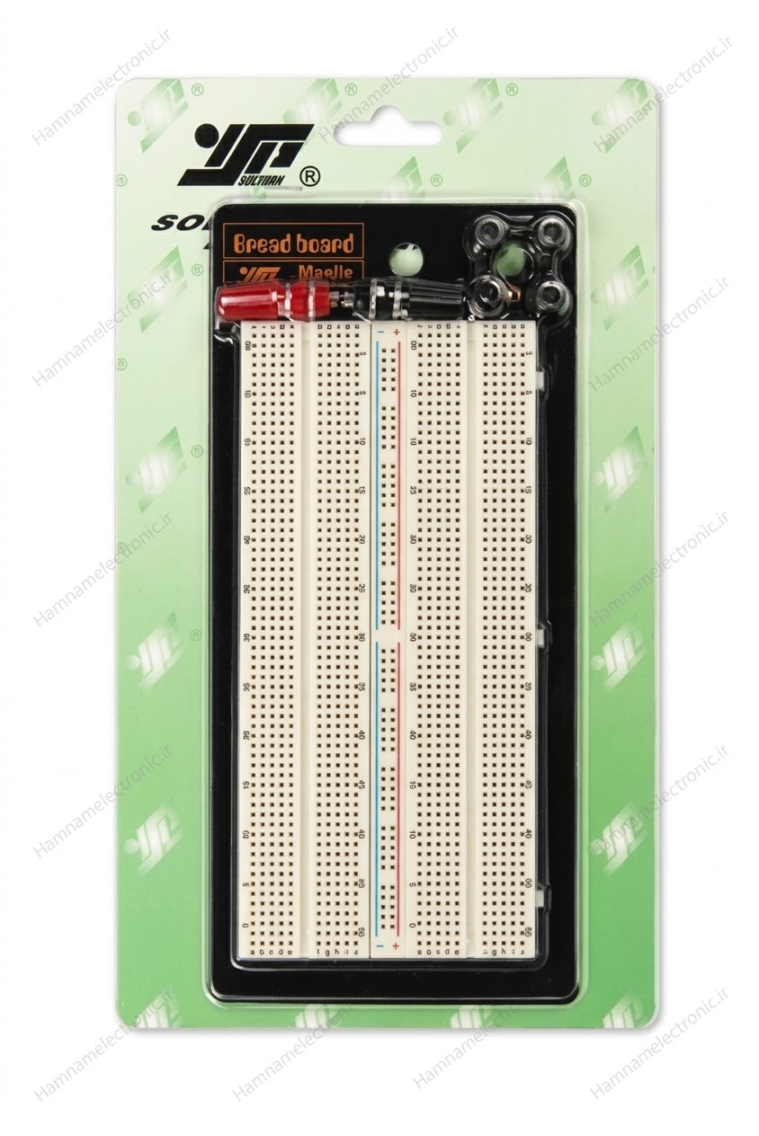 بردبورد ۱۳۶۰ سوراخ BB_2T_1D به همراه ۲ ترمینال و ۱ دیستراپشن و صفحه آزمایشگاهی